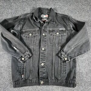 Vintage‎ Y2K Southpole Black Denim Trucker Jacket Kids Size Large Hip Hop Skate